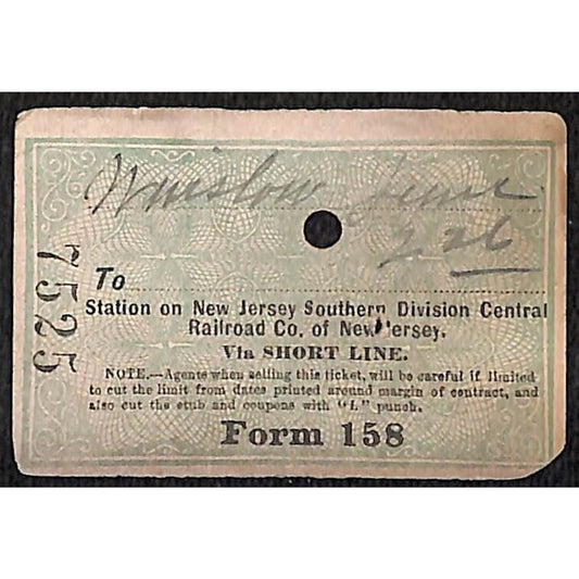 New York & Long Branch Railroad 1897 Ticket North Asbury Park Rumson Beach #7525
