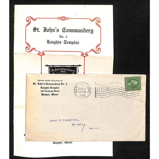 Newburgh ME Amos W. Knowlton* 1915 Bangor Knight's Templar St. John's Commandery