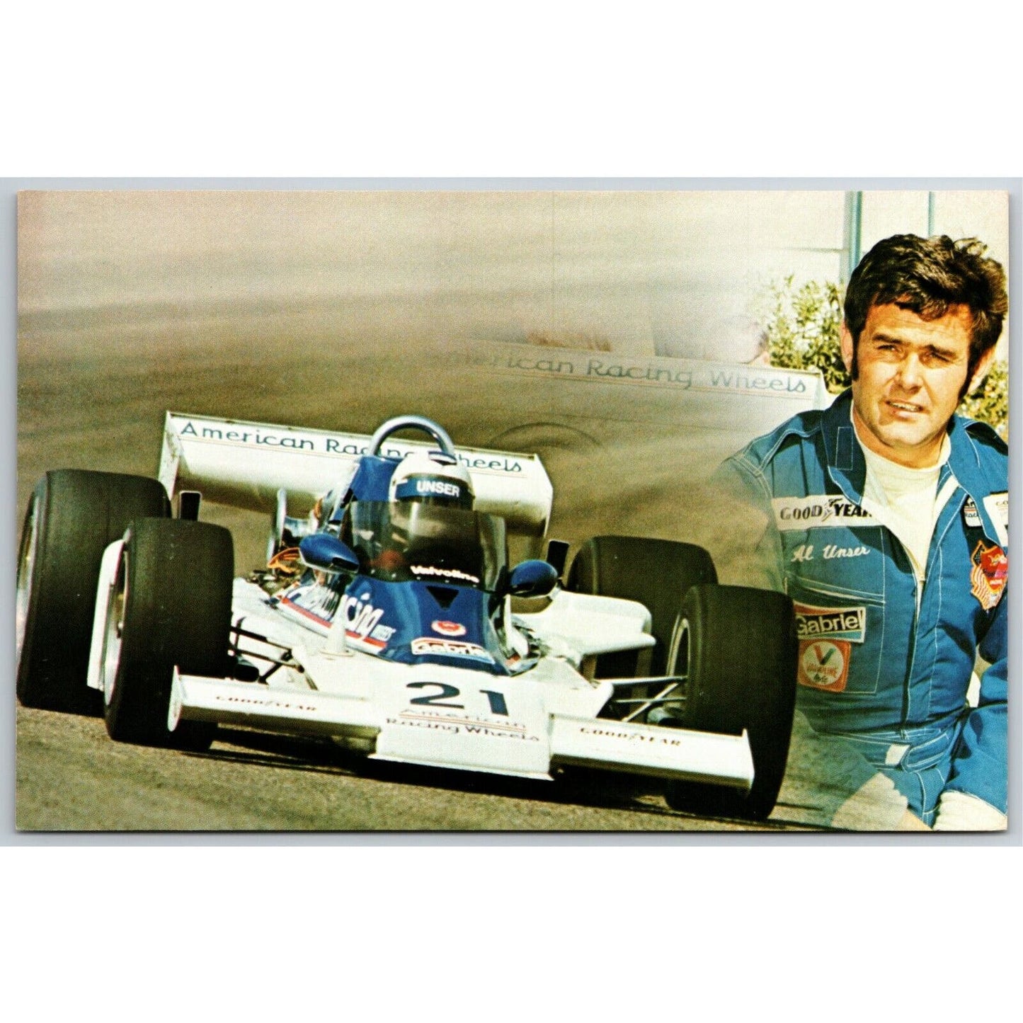 Vintage Oversized Indy 500 Postcard c1977 "Al Unser" 5" x 7" NOS