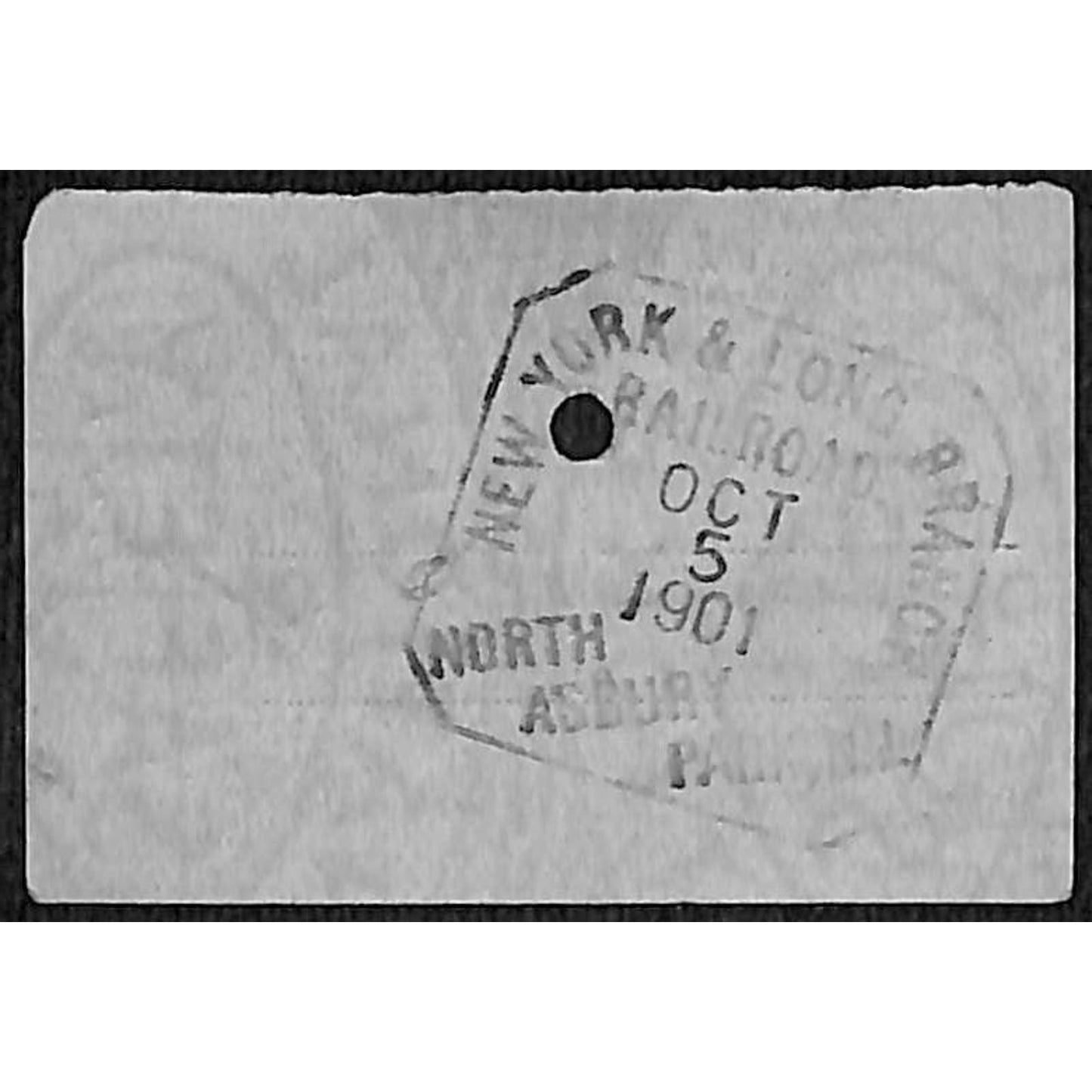 New York & Long Branch Railroad 1901 Ticket via PRR New Brunswick / Asbury Park