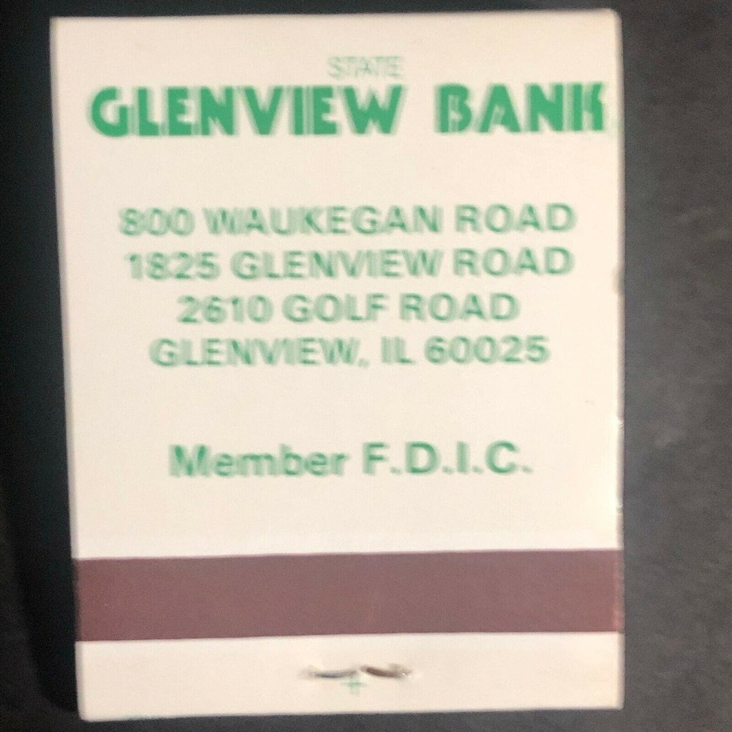 Vintage c1970's Full Matchbook "Glenview Bank" Illinois