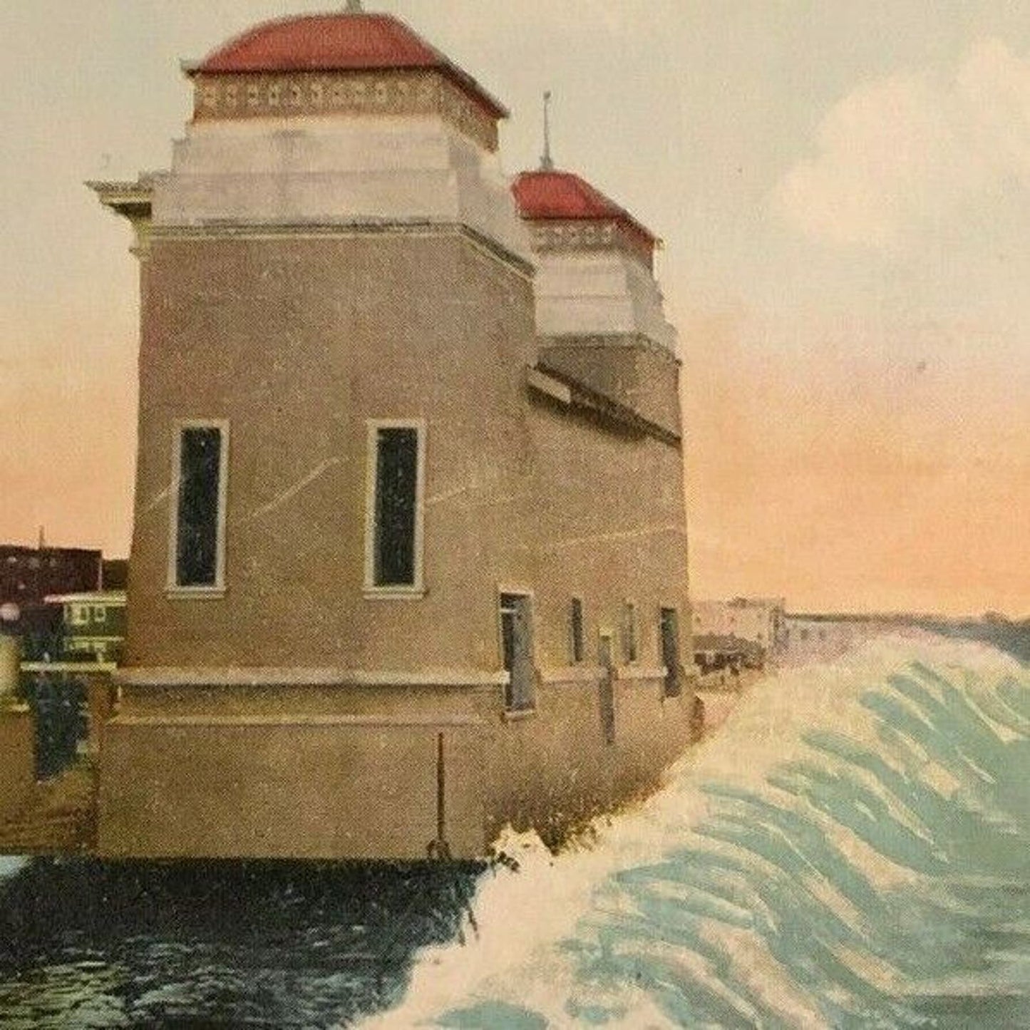 Vintage Postcard - New Band Stand and Surf, Long Beach, California