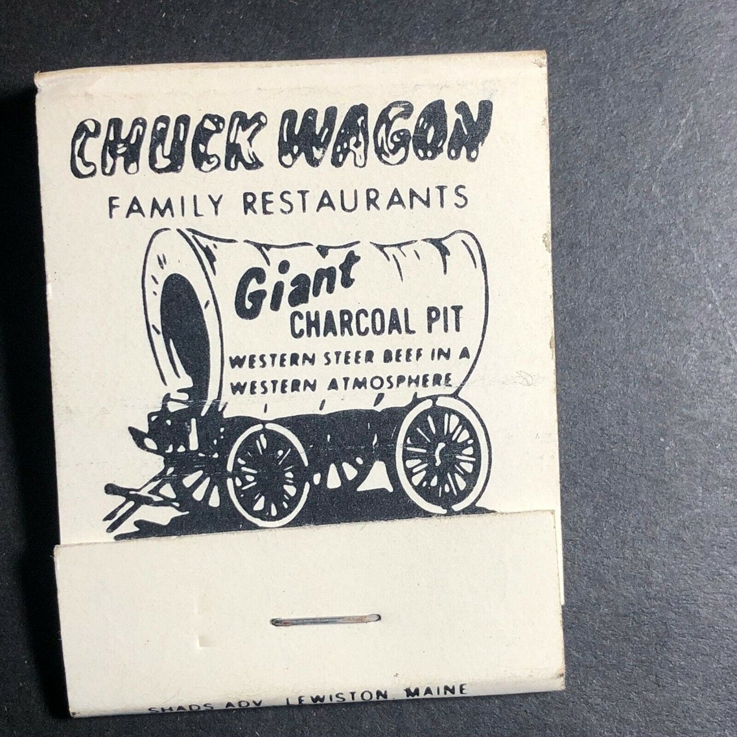 1960's-70's Full Matchbook - "Chuck Wagon Restaurants" Lewiston Brunswick +