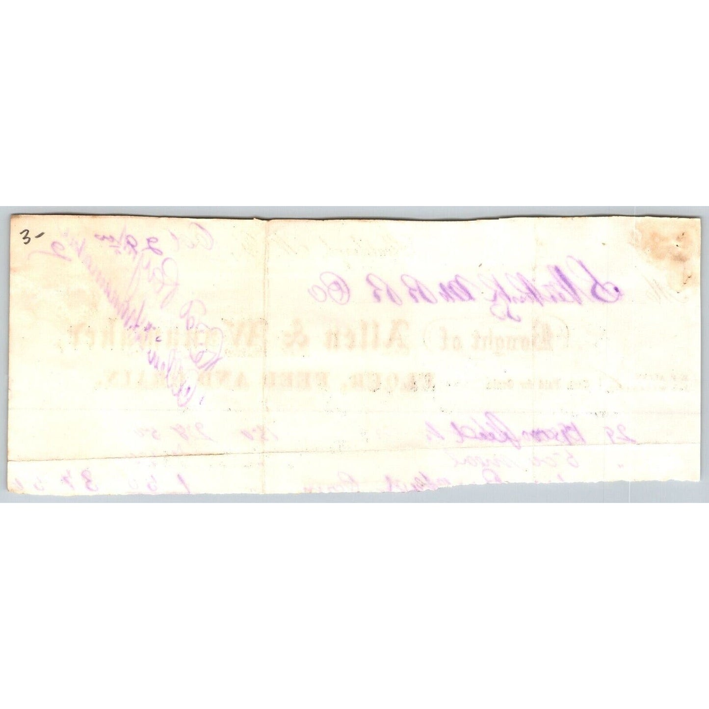Sloatsburgh, NY Allen & Wanamaker Co. 1872 Billhead / Sterling Railroad
