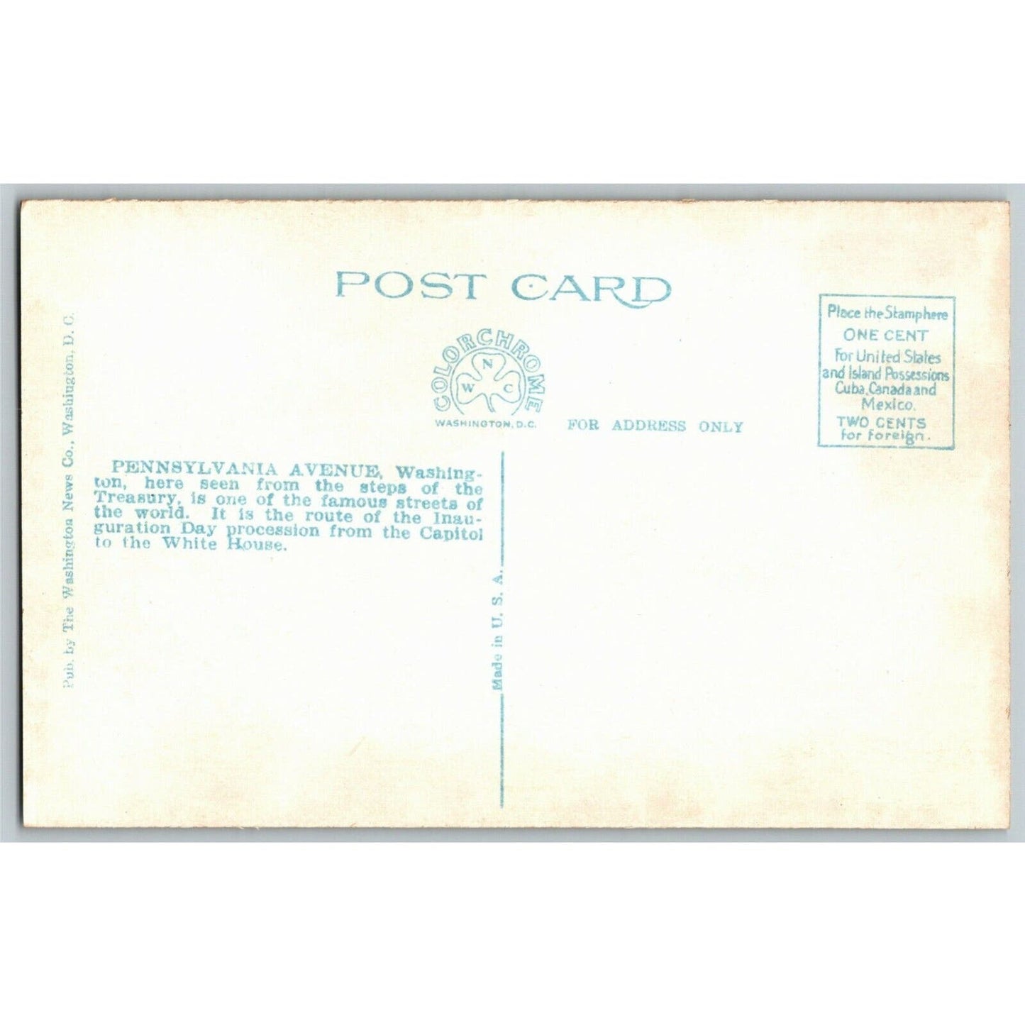 Pennsylvania Avenue, Washington, DC - Vintage Postcard - NP