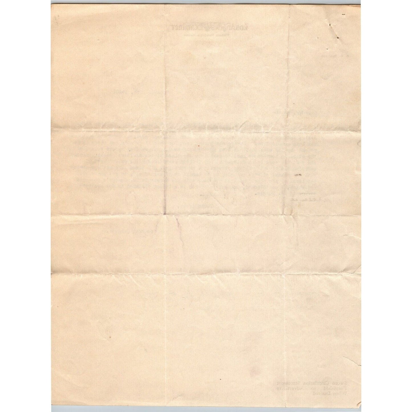 Los Angeles Examiner / Hearst 1913 Letterhead re: "Peanut Efforts To Delay..."