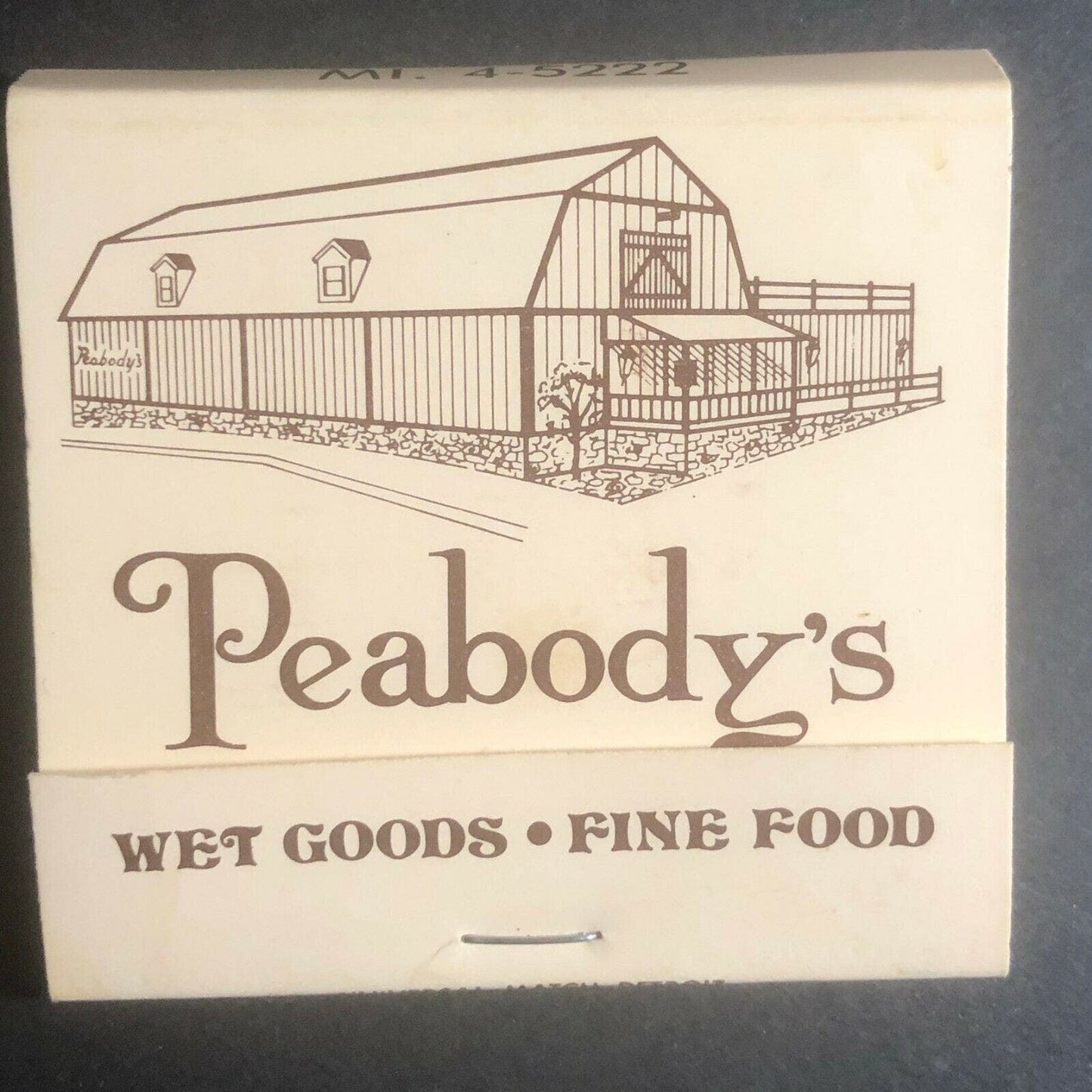 Vintage 1970's Full Matchbook Peabody's Restaurant Birmingham, MI MICH