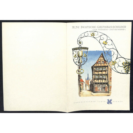 1964 North German Lloyd Bremen Cruise Line Dinner Menu Mar 8