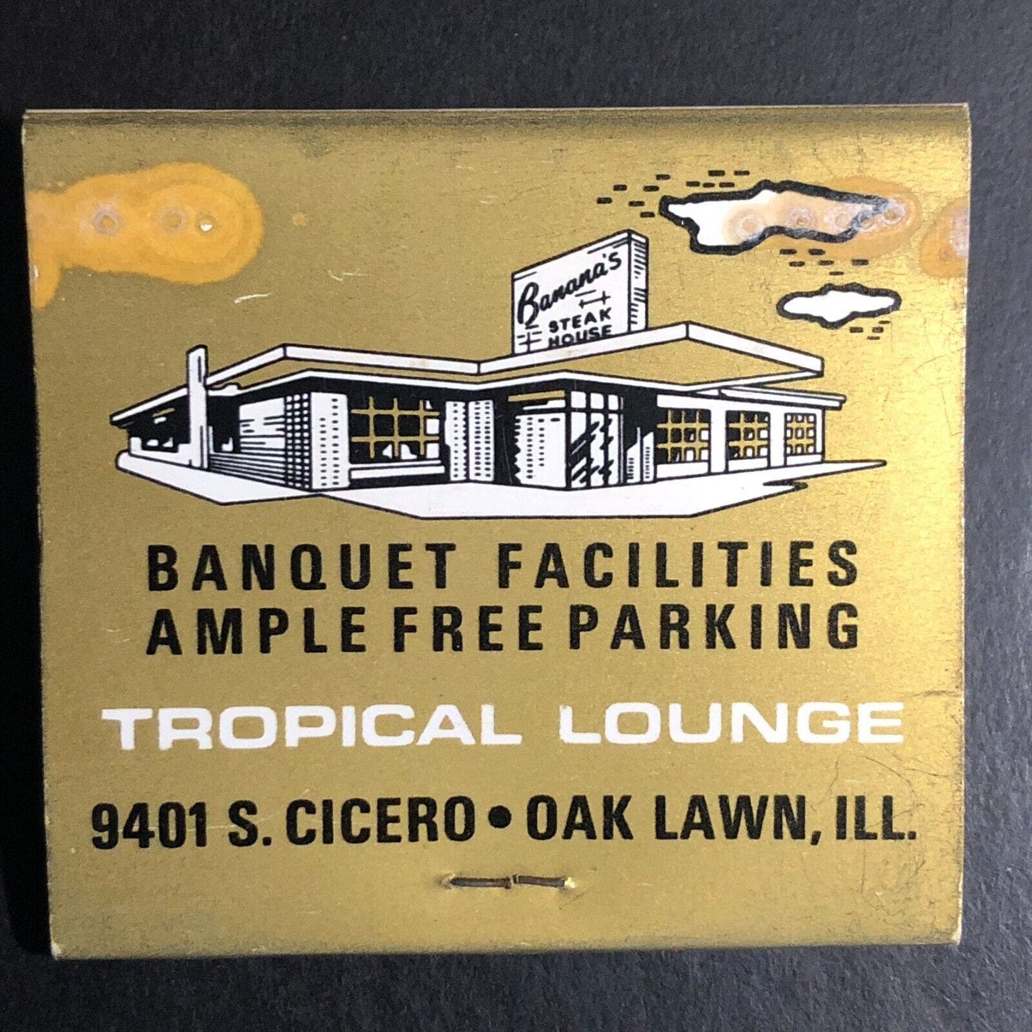 Bananas Steak House Restaurant Oak Lawn, IL Full Matchbook c1960's-74 Scarce
