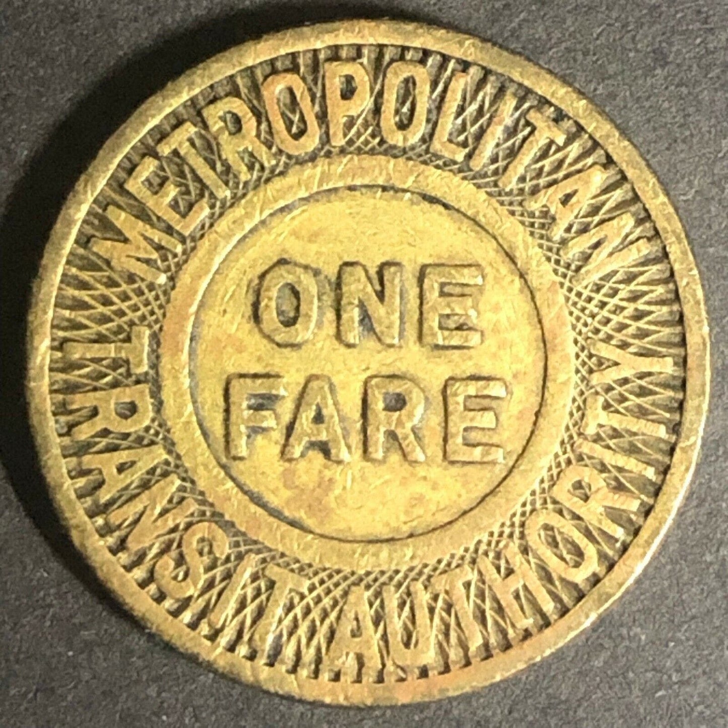 c1951 20mm Metropolitan Transit Authority One Fare Brass Transit Token Boston MA