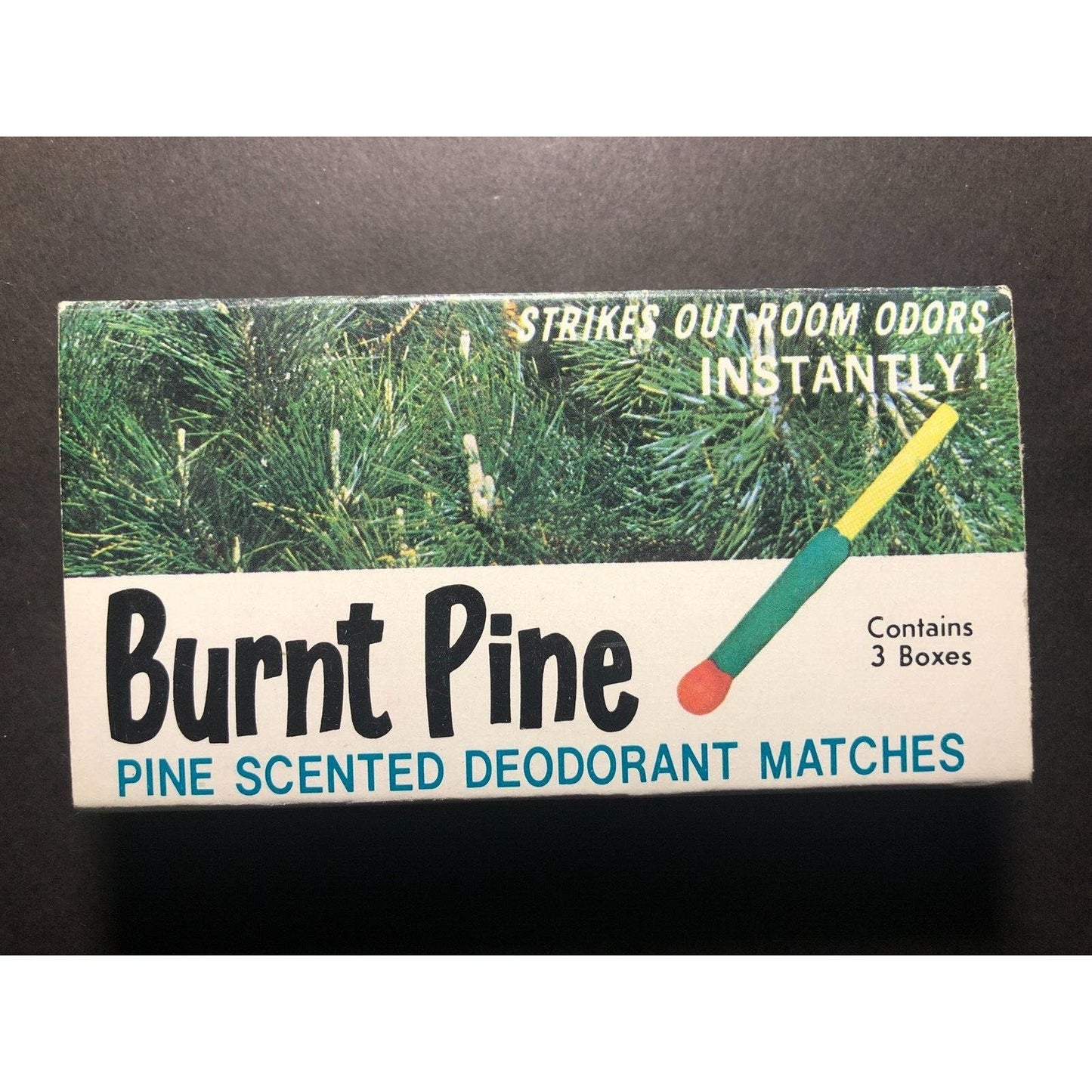 1 "Brunt Pine" Deodorant Matches Matchbox Matchbook c1968 Scarce w/ Outer Box