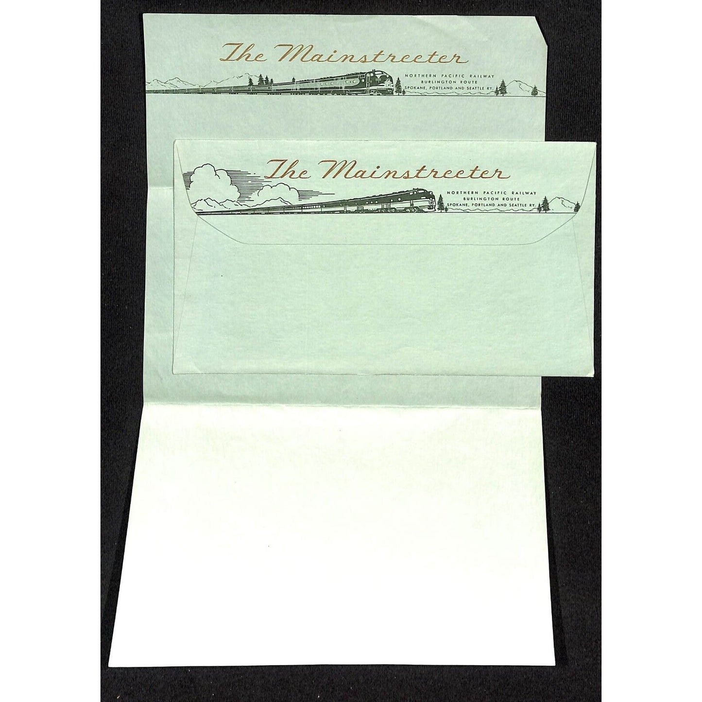 Northern Pacific Railway Burlington "The Mainstreeter" RR Stationary Set