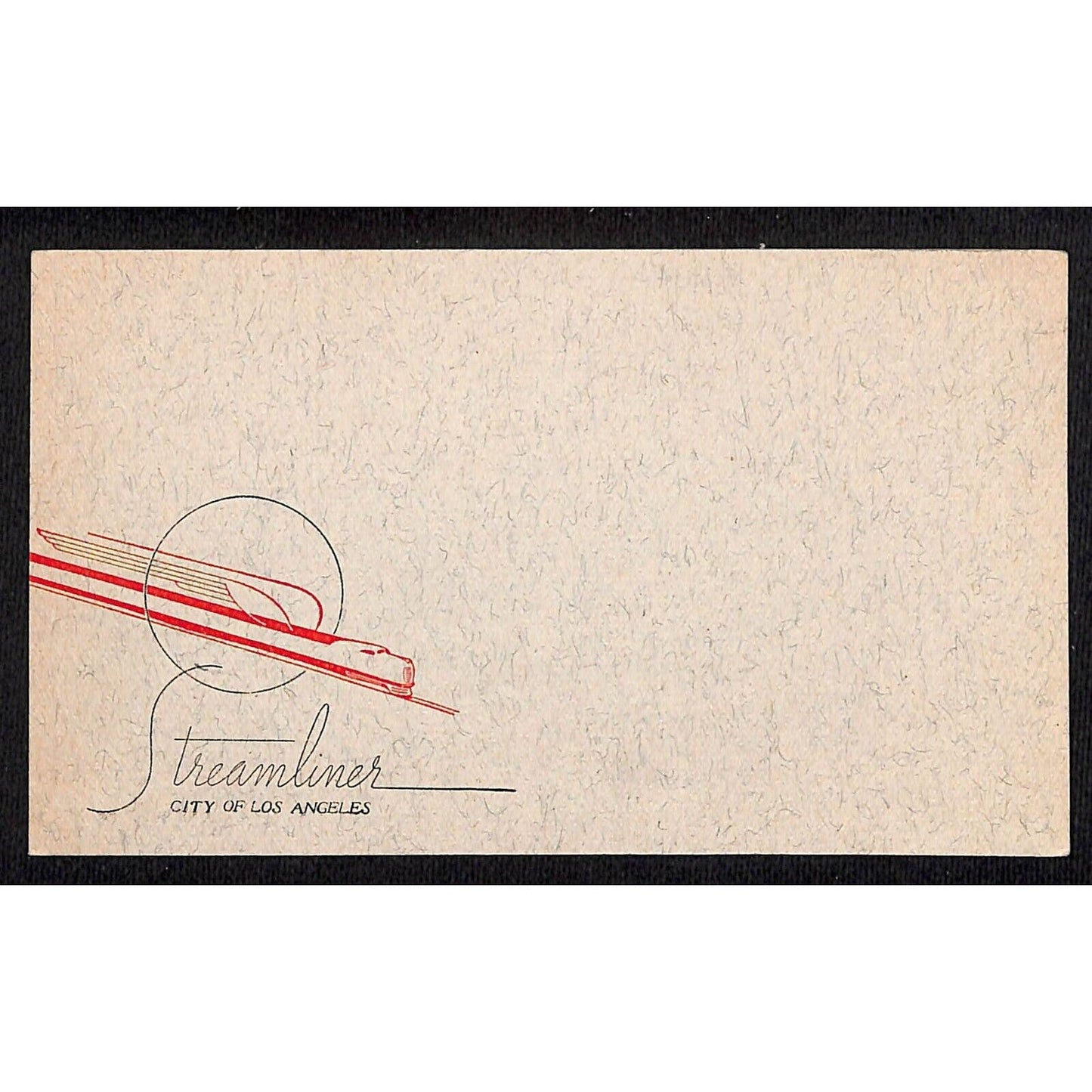 "Streamliner City of Los Angeles" - Unused Railroad Stationary Note Card