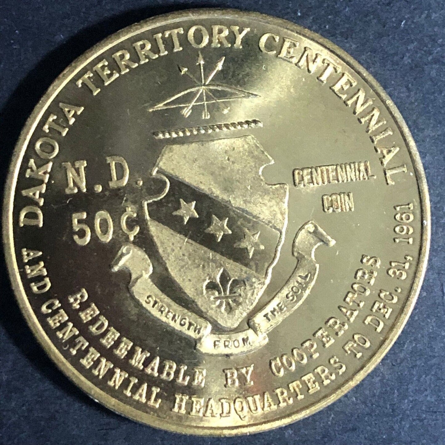 Dakota Territory Centennial 50c 1961 Four Bears Medal / Token 34mm VGC