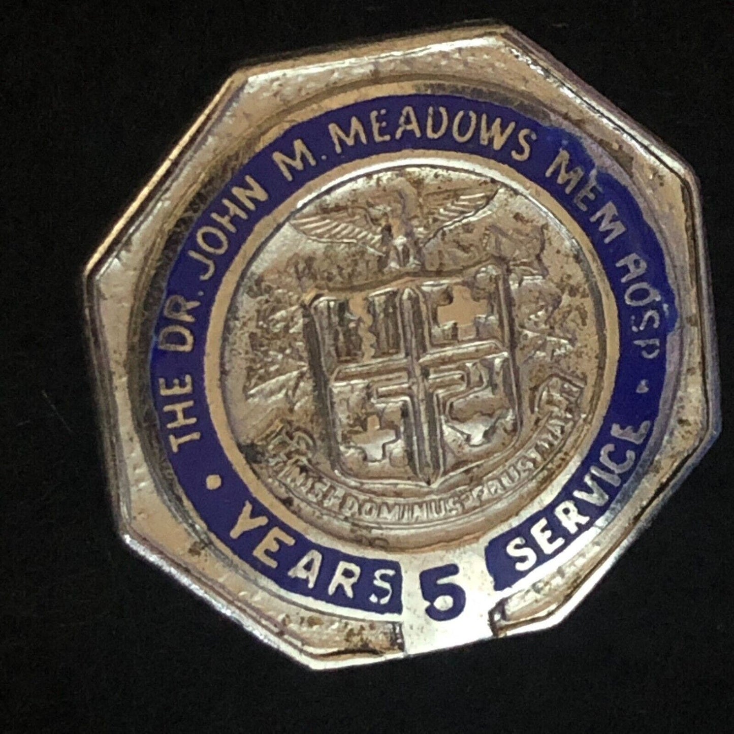 Dr. John M. Meadows Memorial Hospital Enameled Pinback Lapel Pin - Sterling