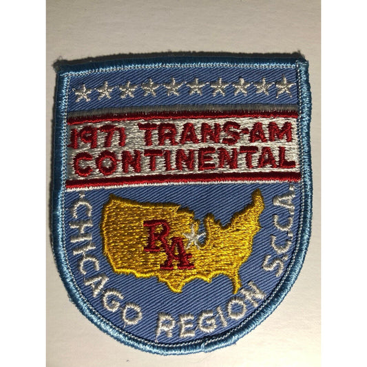 1971 Trans-Am Continental Chicago Region S.C.C.A. Vintage Embr. Patch Scarce