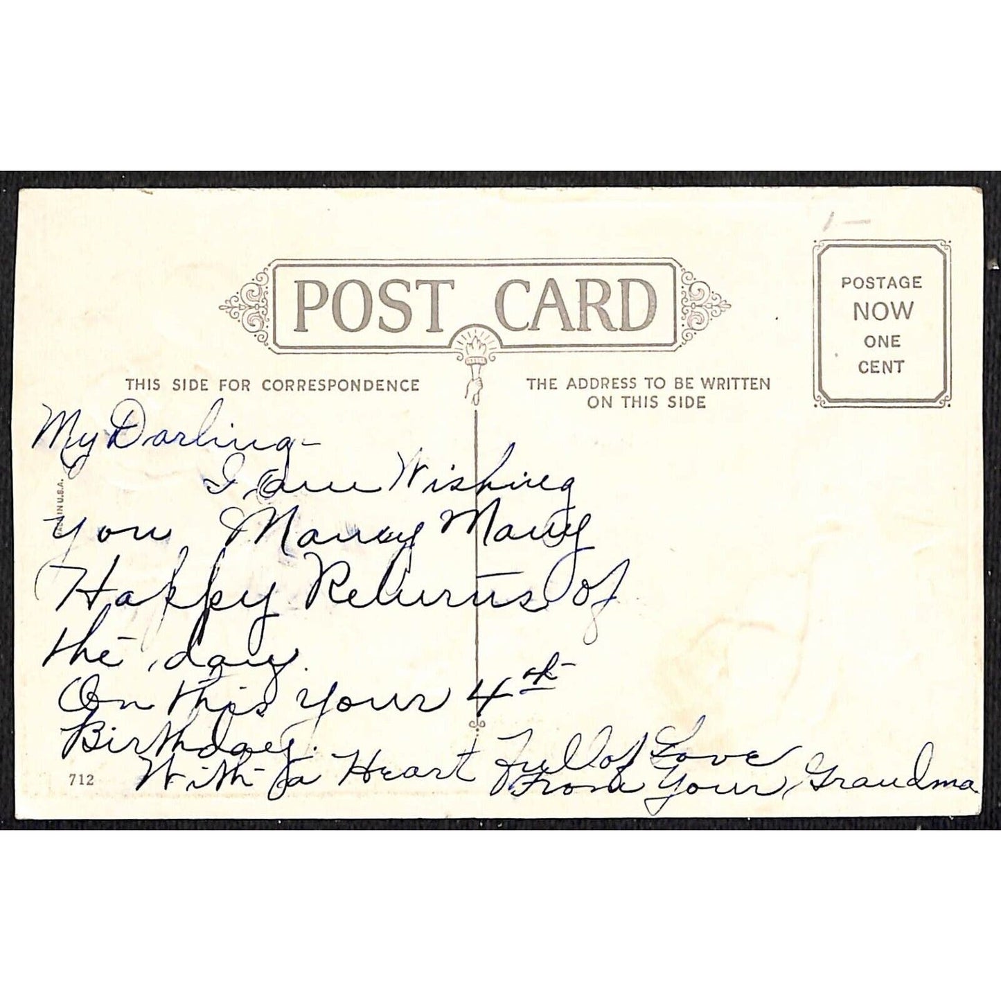 Birthday Postcard - Boy and Girl Play Outdoors with Kitten Cat EMB. c1915-20