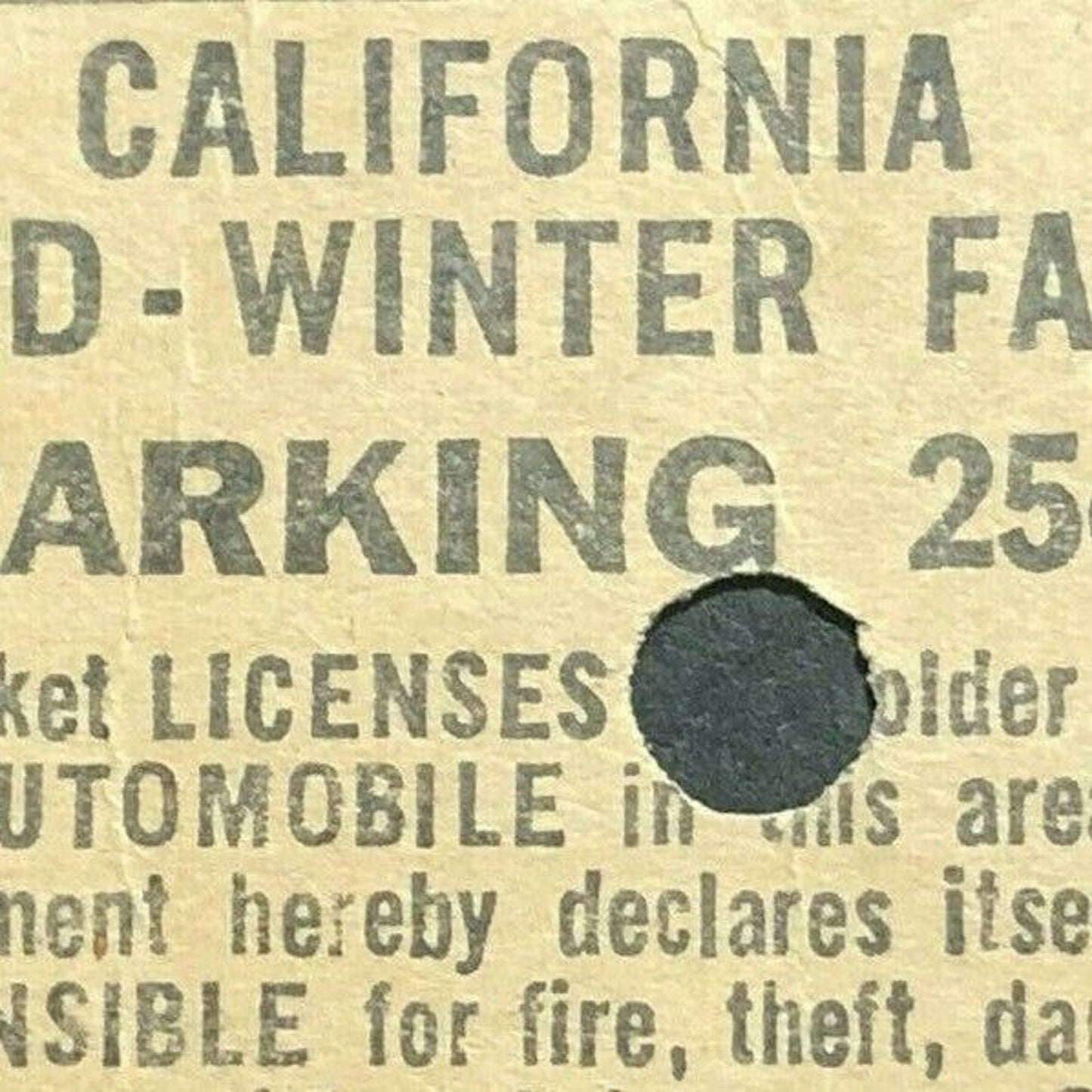Vintage California Mid-Winter Fair Parting Ticket / CRA Imperial March 8 1964