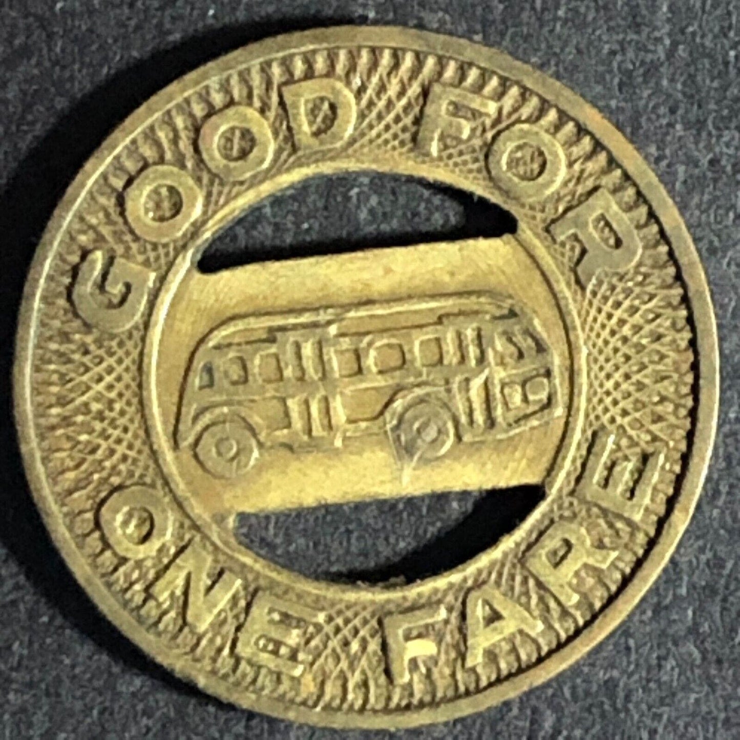 Gastonia Transit Co. (NC) Brass G/F One Fare Transit Bus Token - 16mm