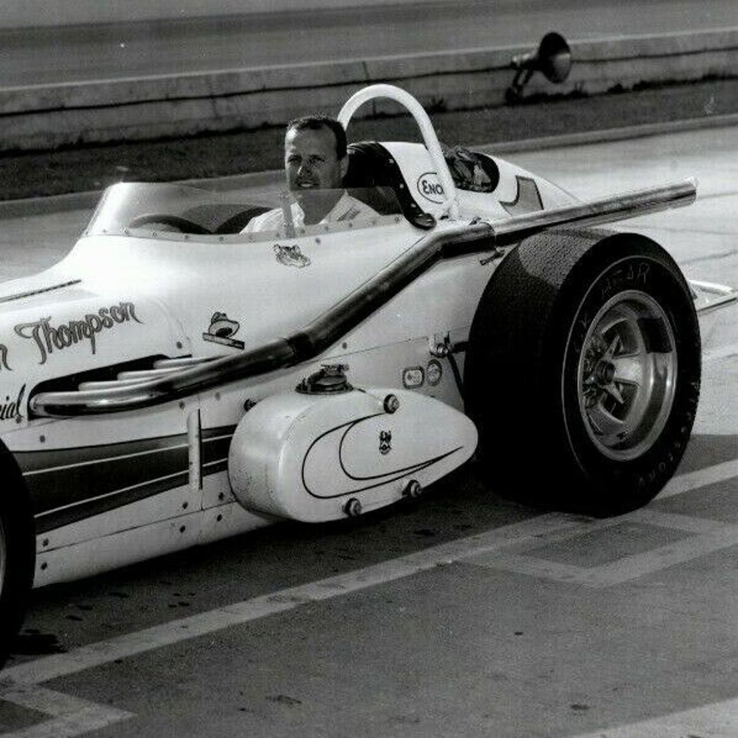 A J Foyt Indy 500 Winner 1964 - 8 x 10 Glossy B&W Photograph VGC Stamped
