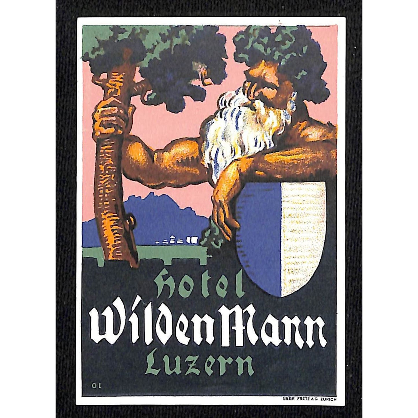 Hotel Wilden Mann Luzern (Switzerland) Luggage Label Vintage NOS VGC Scarce