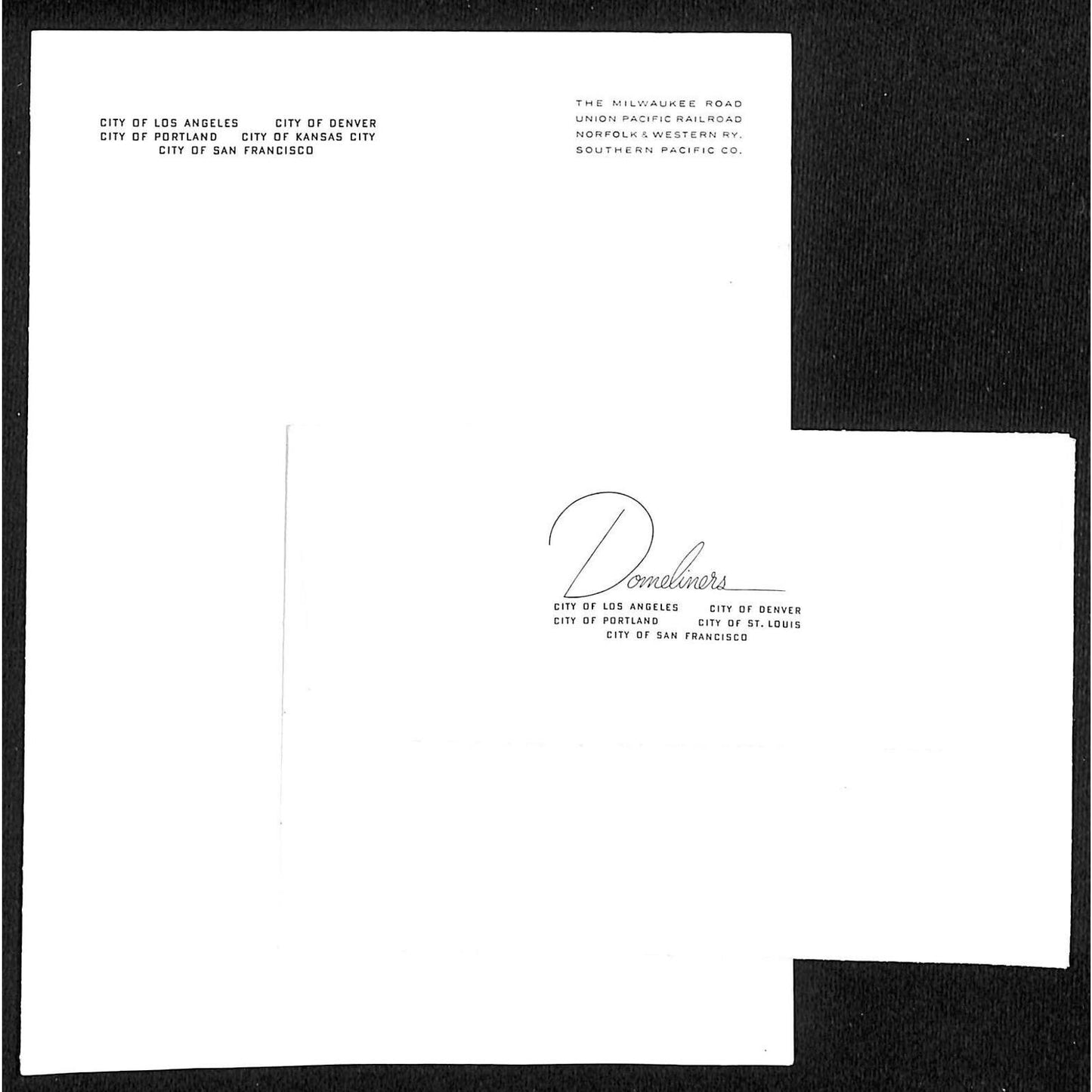 Domeliner "Several Cities" Railroad Unused Stationary Envelope & Sheet