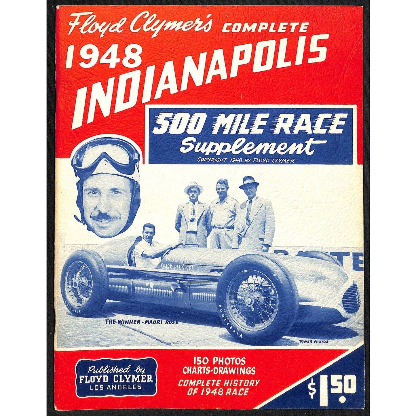1948 Indy 500 Floyd Clymer's Indianapolis 500 Mile Supplement IMS 30pp. VGC