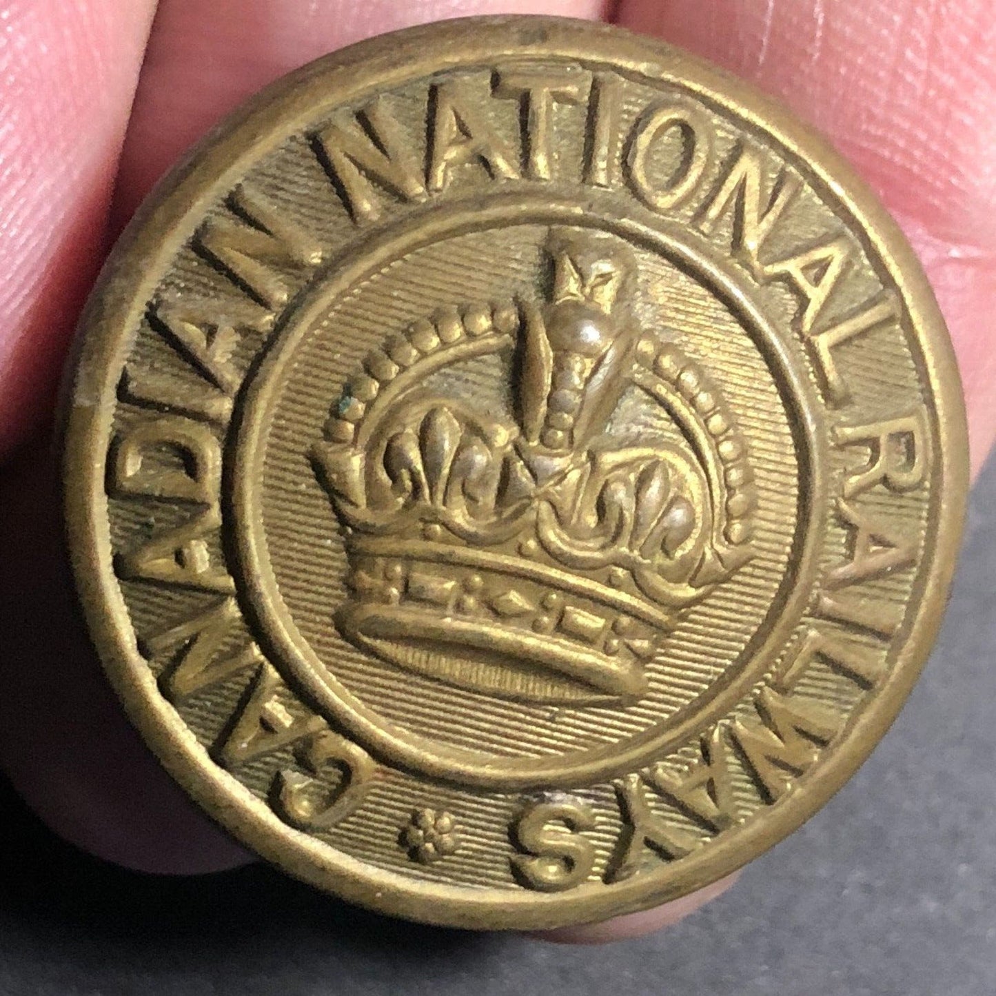 Canadian National Railways Brass Uniform Button Large 1" Scully - Scarce