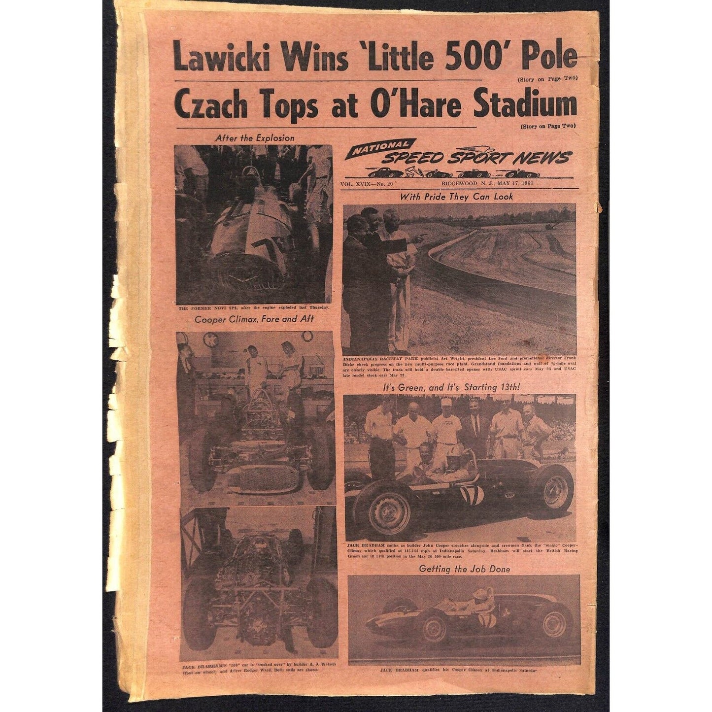 National Speed Sport News 5/17 1961 "Bettenhausen Loses Life" Racing 15pp VGC
