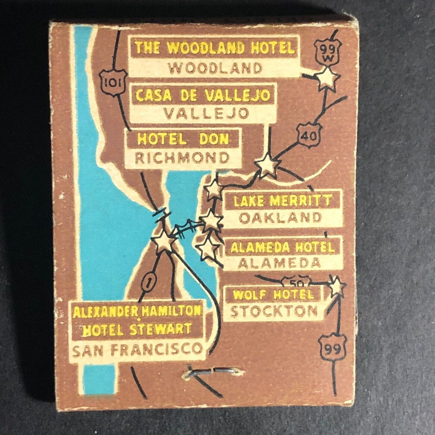 Handlery Hotels of California 20-Strike Full Matchbook c1940's-50's Very Scarce