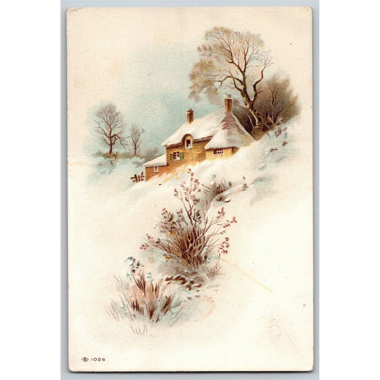 "The Matchless Shaw Piano" Outdoor Winter Home Scene - Victorian Trade Card