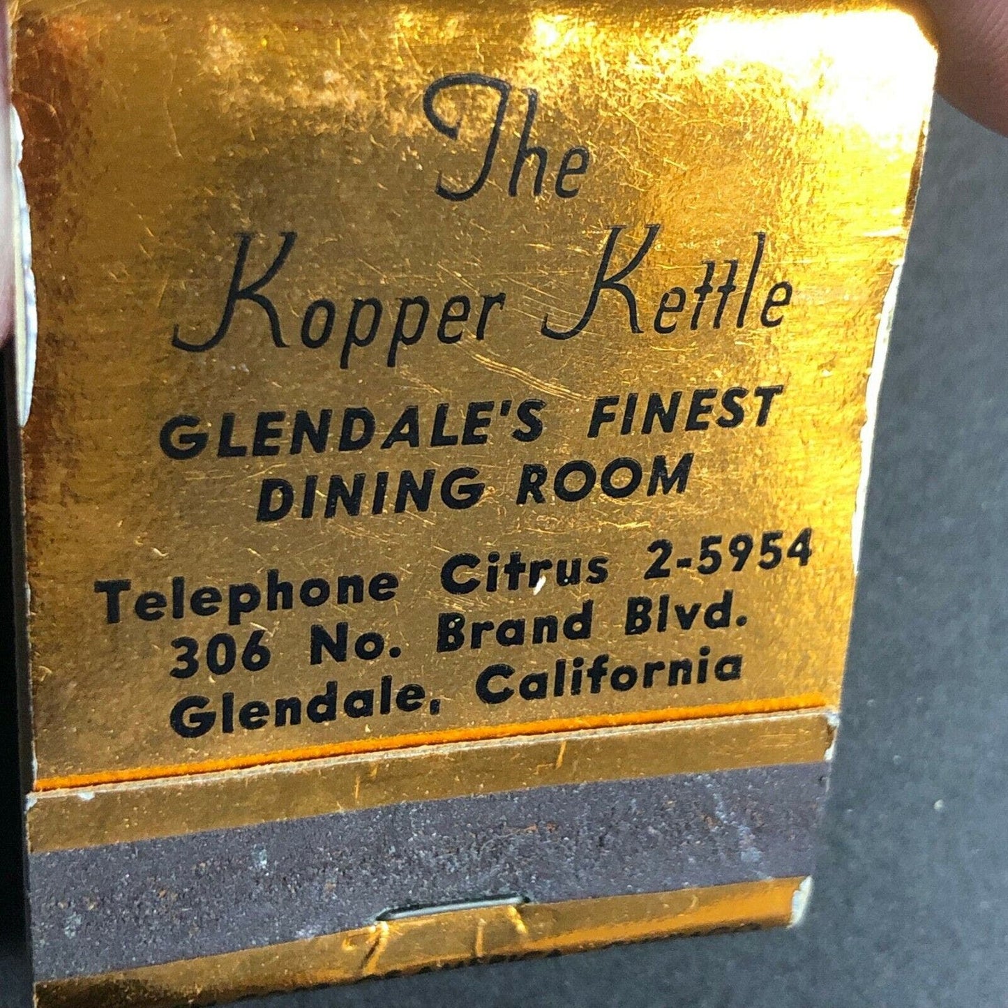 Vintage c1940's Matchbook Kopper Kettle Restaurant Glendale, CA