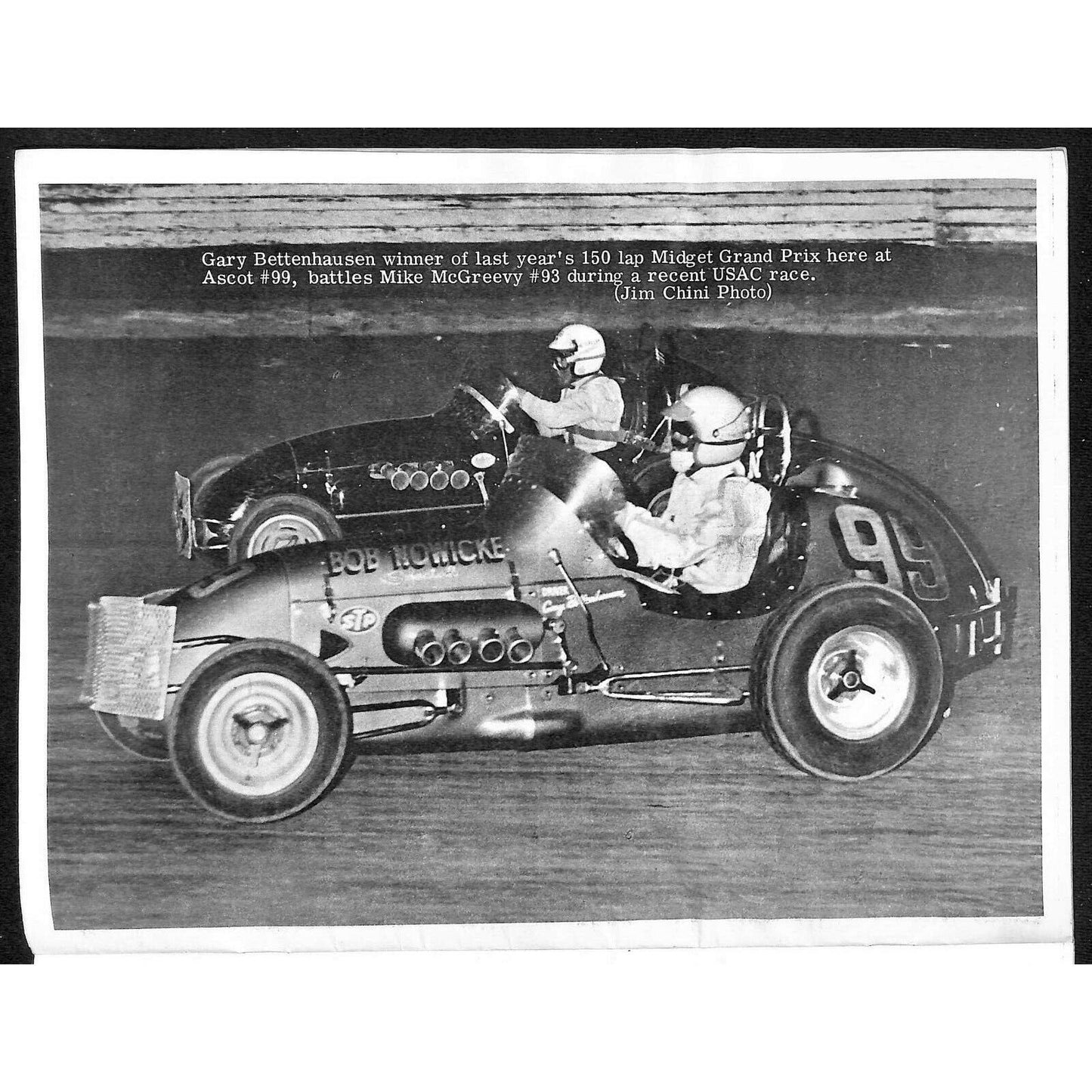 Scarce Nov 28 1968 USAC Midget Races Auto Racing Program Ascot Park Gardena