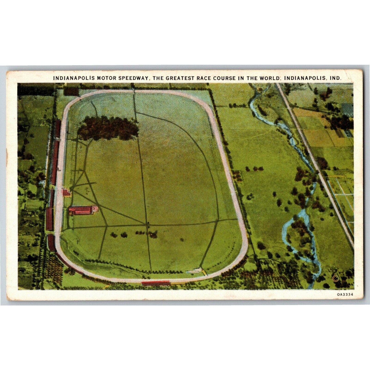 Indy 500 Postcard 1931 Aerial "The Greatest Automobile Race Course"