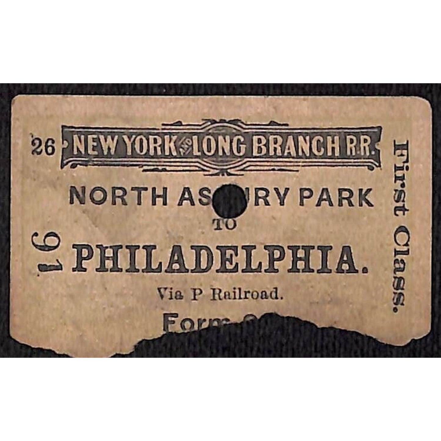 New York & Long Branch Railroad 1896 North Asbury Park to Philadelphia #91