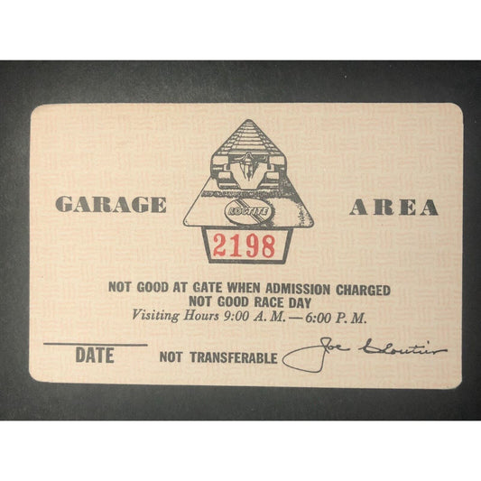 Indianapolis Motor Speedway IMS 1979 Garage Area Pass - Unused #2198