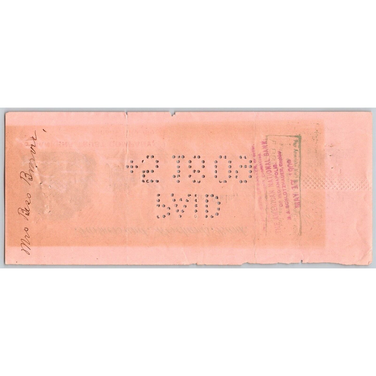 Kiel, Oklahoma 1909 Farmers and Merchants Bank Check w/ Vignette - Scarce