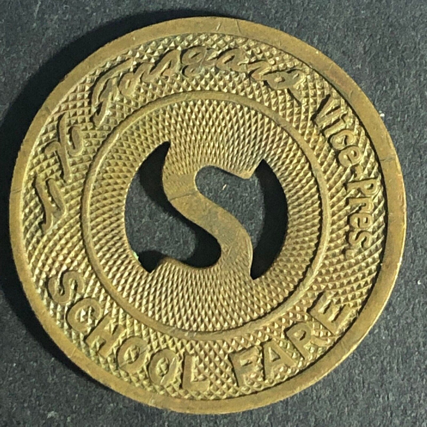 The Community Traction Co. Toledo "School Fare" Brass Transit Token 22.8mm