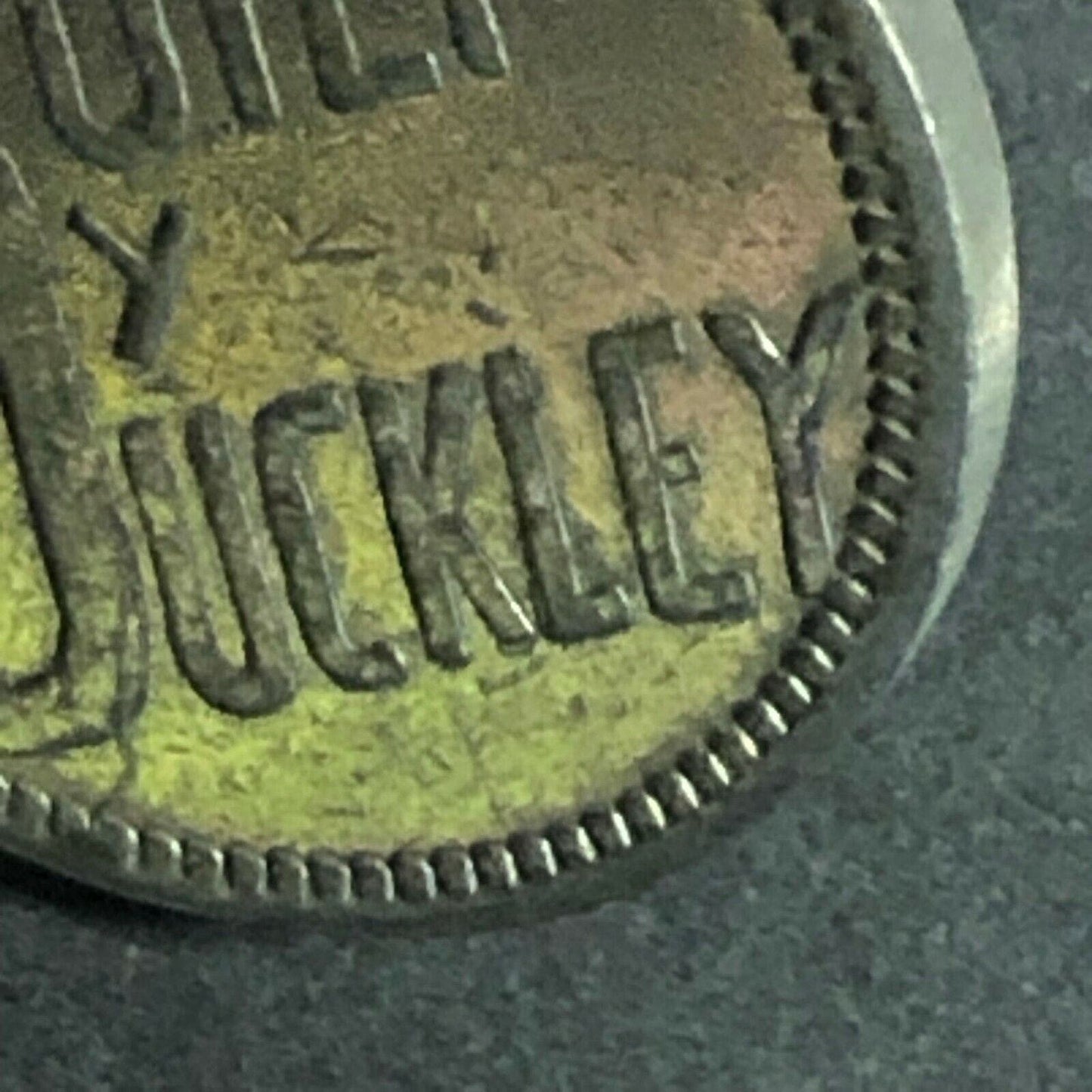 Vintage 20mm Plated Brass "Better Built By Buckley" -- w/ Large "B" Token