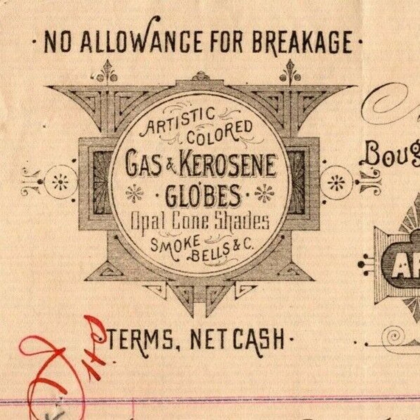 1888 L.D. Hatton & Co. Billhead Letterhead Fine Cut Globes 38 West Fourth St NYC