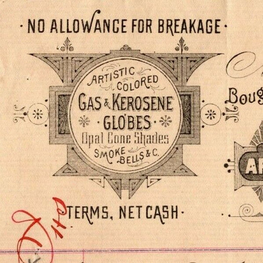 1888 L.D. Hatton & Co. Billhead Letterhead Fine Cut Globes 38 West Fourth St NYC