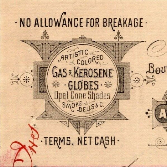 1888 L.D. Hatton & Co. Billhead Letterhead Gas Globes 38 West Fourth St NYC
