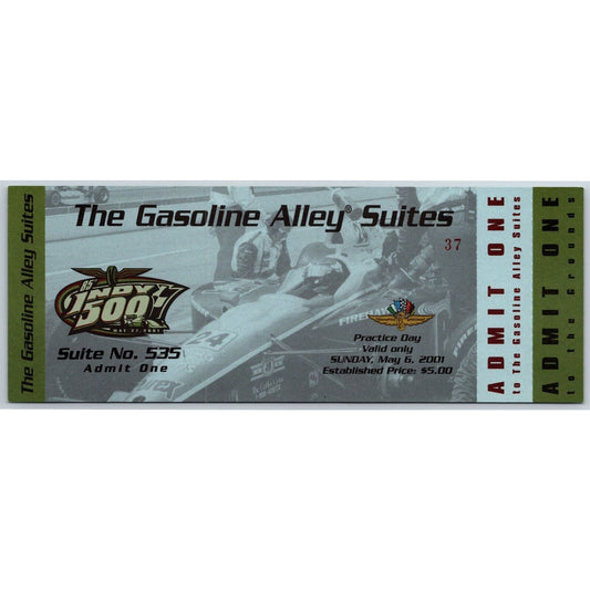 2001 Indy 500 Practice Day Gasoline Alley Unused Ticket Indianapolis #37