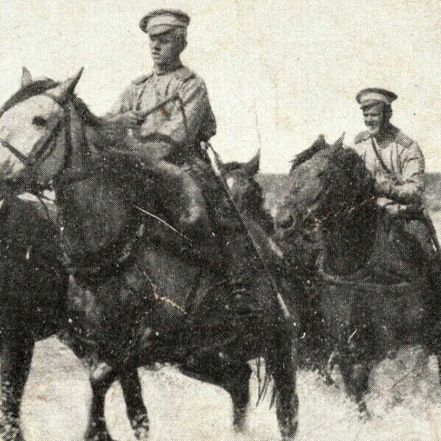 c1914 WWI Era Russian RPPC* Postcard Soldiers on Horseback Crossing River