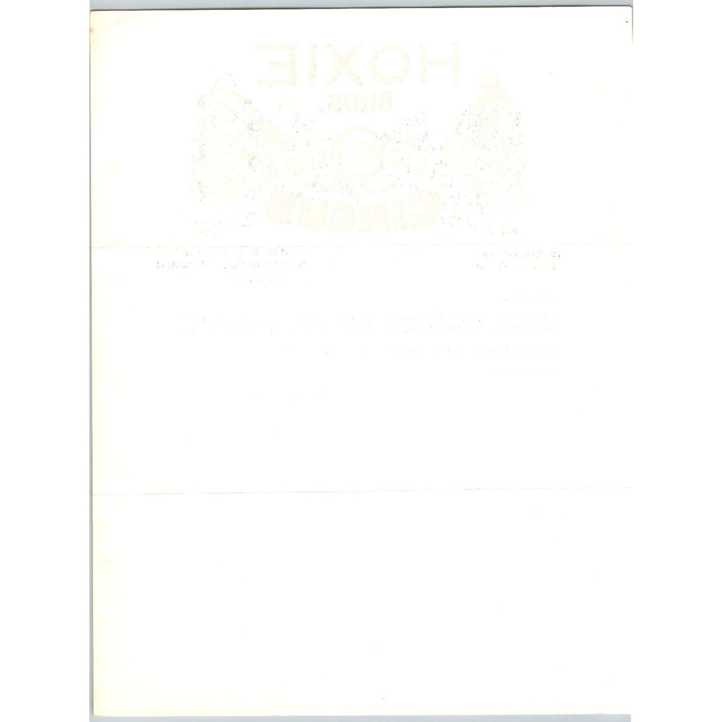 Hoxie Bros Big 3 Ring Circus Letterhead 1973 Elephant Clown Scarce