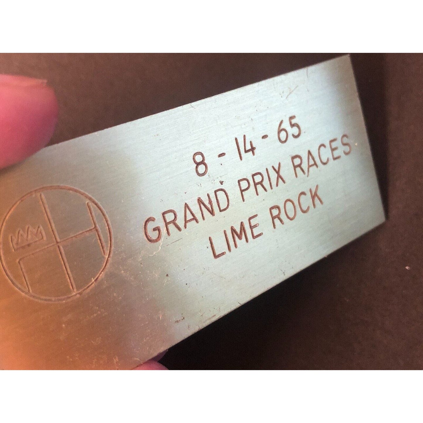 BSCOA 1965 Grand Prix Races Lime Rock Brass Dash Wall Plaque 8/14/65