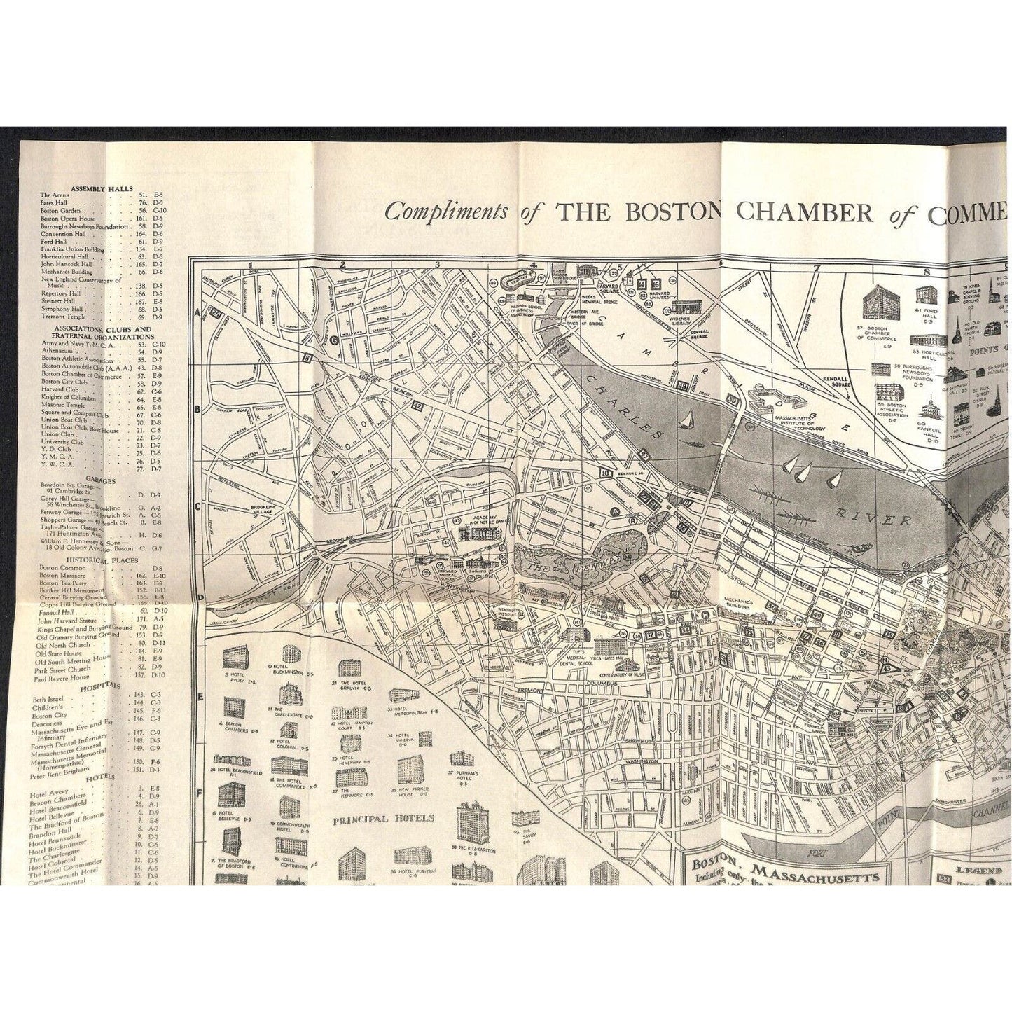 Where to Stay in Boston Convention Bureau Street Map 1933 Chicago World's Fair*