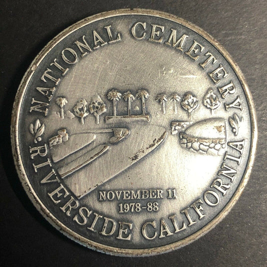 38.25mm National Cemetery Nov 11 1978-88 Commemorative Medallion Riverside, CA