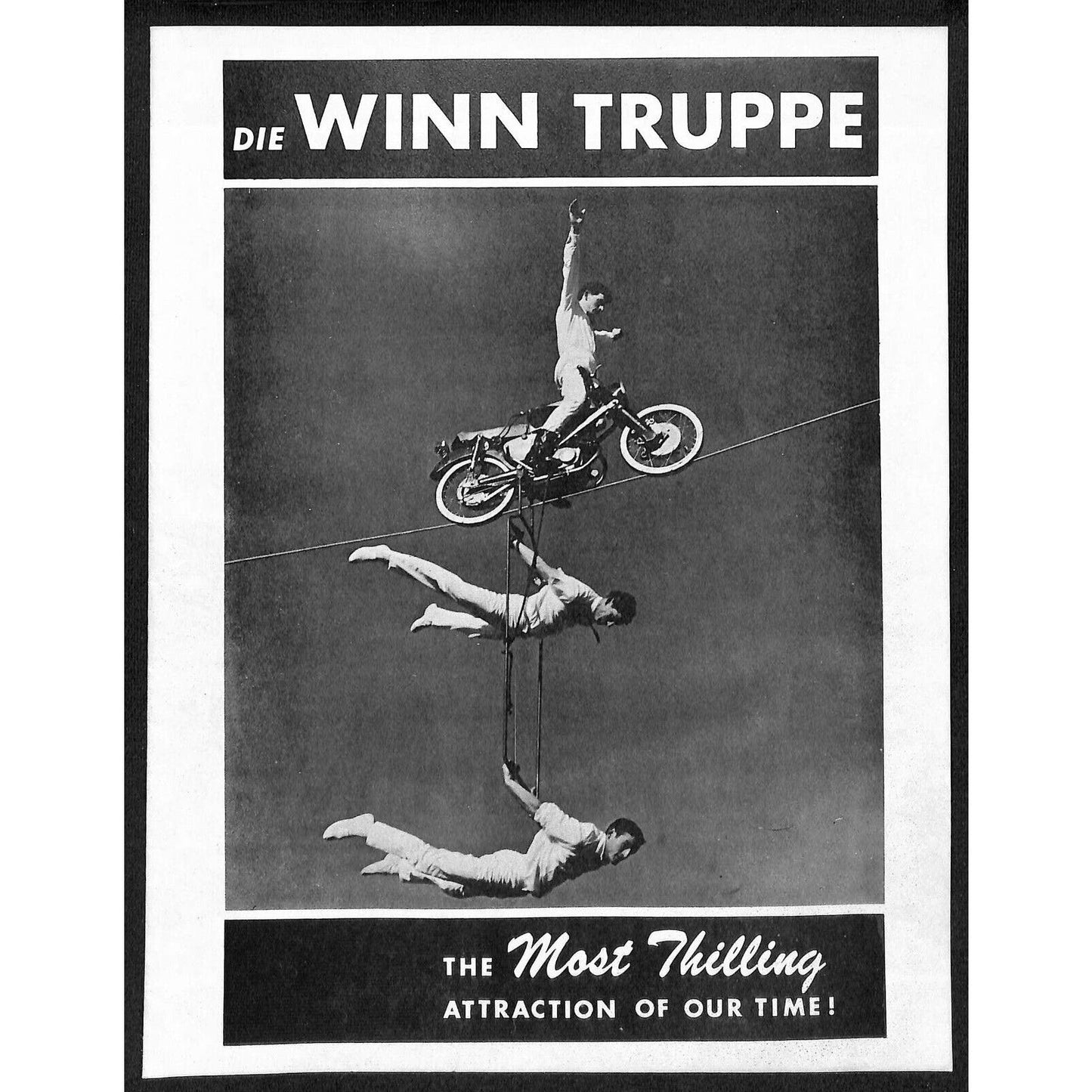 Dir Winn Truppe Motorcycle High Wire c1950's-63 Promotor Brochure Scarce VGC