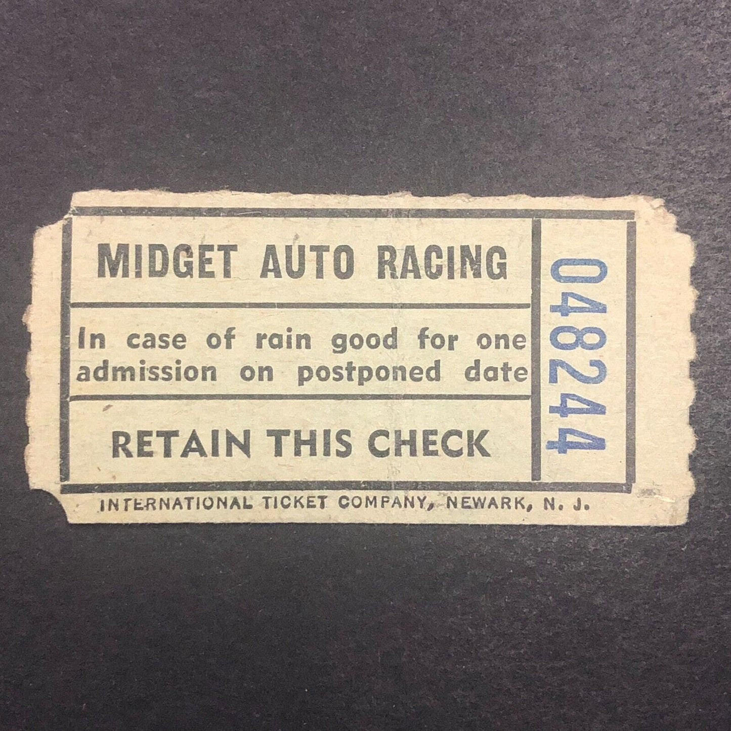 Midget Auto Racing Rain Check Ticket 1941 Doc Shanebrook Unknown Track